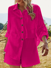 Load image into Gallery viewer, Texture Button Up Shirt and Shorts Set
