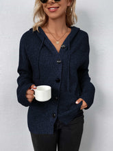 Load image into Gallery viewer, Button-Down Long Sleeve Hooded Sweater
