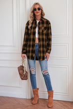 Load image into Gallery viewer, Plaid Button Up Dropped Shoulder Outerwear
