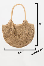 Load image into Gallery viewer, Fame Straw Braided Tote Bag with Tassel
