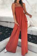 Load image into Gallery viewer, Smocked Spaghetti Strap Wide Leg Jumpsuit
