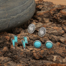 Load image into Gallery viewer, 3 Piece Artificial Turquoise Stud Earrings
