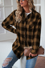 Load image into Gallery viewer, Plaid Button Up Dropped Shoulder Outerwear
