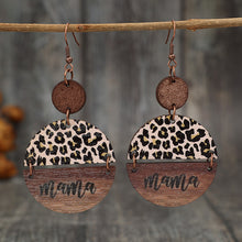 Load image into Gallery viewer, Wooden Leopard Round Shape Earrings
