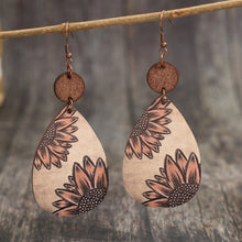 Load image into Gallery viewer, Wooden Iron Hook Dangle Earrings
