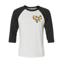 Load image into Gallery viewer, Autism Heart Unisex Raglan T-Shirt
