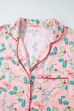 Load image into Gallery viewer, Printed Collared Neck Long Sleeve Top and Pants Lounge Set
