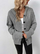 Load image into Gallery viewer, Button-Down Long Sleeve Hooded Sweater
