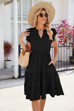 Load image into Gallery viewer, Ruched Notched Cap Sleeve Dress
