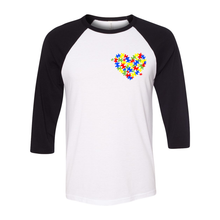 Load image into Gallery viewer, Autism Heart Unisex Raglan T-Shirt
