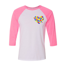 Load image into Gallery viewer, Autism Heart Unisex Raglan T-Shirt
