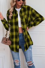 Load image into Gallery viewer, Plaid Button Up Dropped Shoulder Outerwear
