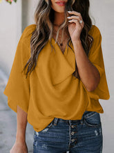Load image into Gallery viewer, Full Size Cowl Neck Three-Quarter Sleeve Blouse
