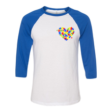 Load image into Gallery viewer, Autism Heart Unisex Raglan T-Shirt
