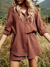 Load image into Gallery viewer, Texture Button Up Shirt and Shorts Set
