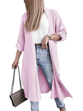 Load image into Gallery viewer, Slit Open Front Roll-Tab Sleeve Trench Coat
