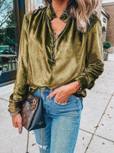Load image into Gallery viewer, Half Button Long Sleeve Blouse
