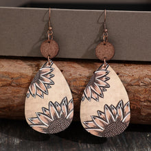 Load image into Gallery viewer, Wooden Iron Hook Dangle Earrings
