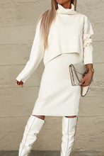 Load image into Gallery viewer, Turtleneck Dropped Shoulder Sweater and Midi Dress Sweater Set
