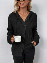 Load image into Gallery viewer, Button-Down Long Sleeve Hooded Sweater
