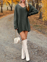 Load image into Gallery viewer, V-Neck Dropped Shoulder Sweater Dress
