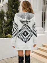 Load image into Gallery viewer, Geometric Fuzzy Hooded Cardigan
