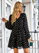 Load image into Gallery viewer, Dotted Tie-Neck Frill Trim Tiered Dress
