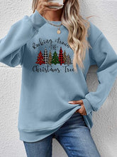 Load image into Gallery viewer, Christmas Tree Graphic Round Neck Sweatshirt
