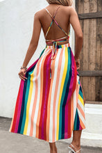 Load image into Gallery viewer, Multicolored Stripe Crisscross Backless Dress
