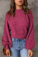 Load image into Gallery viewer, Ribbed Trim Balloon Sleeve Sweater
