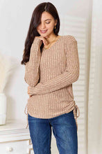 Load image into Gallery viewer, Double Take Drawstring Ribbed Long Sleeve T-Shirt
