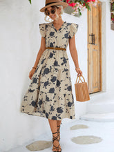 Load image into Gallery viewer, Floral Frill Trim V-Neck Tiered Midi Dress

