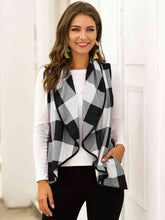 Load image into Gallery viewer, Plaid Open Front Sleeveless Cardigan
