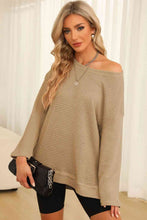 Load image into Gallery viewer, Waffle-Knit Round Neck Long Sleeve Sweatshirt
