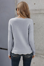 Load image into Gallery viewer, Gray Wavy V-neck Sweater

