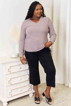 Load image into Gallery viewer, Double Take Drawstring Ribbed Long Sleeve T-Shirt
