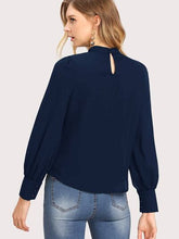 Load image into Gallery viewer, Mock Neck Lantern Sleeve Shirt
