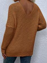 Load image into Gallery viewer, Rib-Knit V-Neck Tunic Sweater
