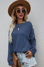 Load image into Gallery viewer, Button Detail Boat Neck Sweater
