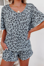 Load image into Gallery viewer, Leopard Print Rolled Sleeve Short Lounge Set
