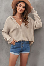 Load image into Gallery viewer, Zip-Up Distressed Hooded Cardigan
