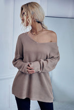 Load image into Gallery viewer, Waffle Knit V-Neck Sweater
