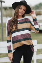 Load image into Gallery viewer, Colorful Stripe Round Neck Tunic Top
