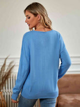 Load image into Gallery viewer, V-Neck Long Sleeve Ribbed Trim Sweater

