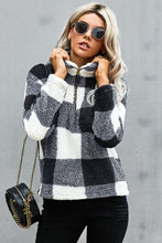 Load image into Gallery viewer, Plaid Zip Collar Plush Pullover Sweatshirt
