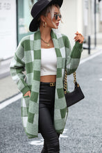 Load image into Gallery viewer, Plaid Dropped Shoulder Cardigan with Pocket
