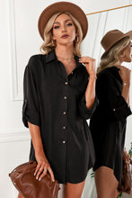 Load image into Gallery viewer, Solid Button Up Drop Shoulder Blouse
