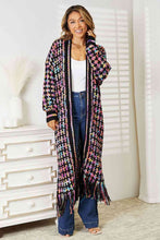 Load image into Gallery viewer, Double Take Full Size Multicolored Open Front Fringe Hem Cardigan

