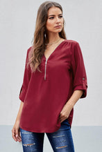 Load image into Gallery viewer, Zip Front V-Neck Top
