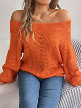 Load image into Gallery viewer, Openwork Off-Shoulder Long Sleeve Sweater
